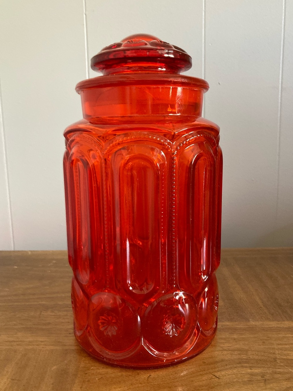 LE Smith Amberina Moon and Stars Large Canister with Lid